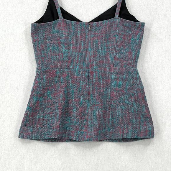 RACHEL COMEY Agitator Top 2 Pink Blue Stretch Woven Tweed Knit Peplum Tank NWT - Picture 7 of 16